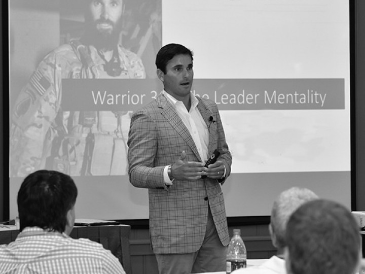 Photo of Brad Israel speaking on "The Leader Mentality" in Mobile Alabama SIORedit 600